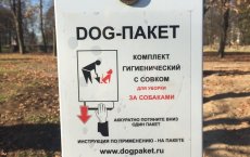 В городском парке Гусева установили 4 стойки с гигиеническим набором для уборки за собаками