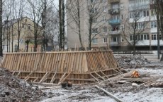 В Гусеве идет реконструкция сквера на проспекте Ленина